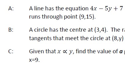 Some revision questions for Straight lines